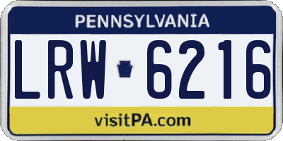 PA license plate LRW6216