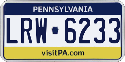 PA license plate LRW6233