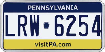 PA license plate LRW6254