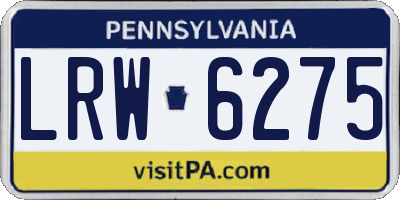 PA license plate LRW6275