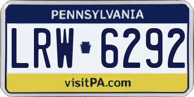 PA license plate LRW6292