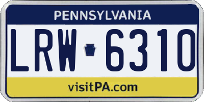 PA license plate LRW6310