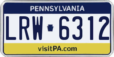 PA license plate LRW6312