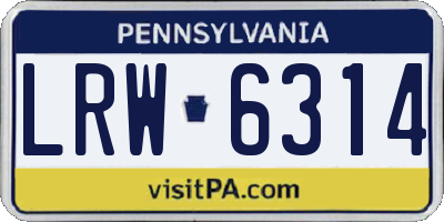 PA license plate LRW6314