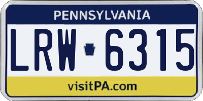 PA license plate LRW6315
