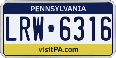 PA license plate LRW6316