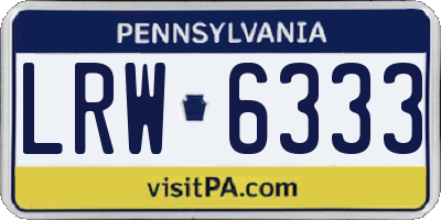 PA license plate LRW6333