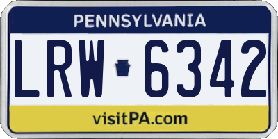 PA license plate LRW6342