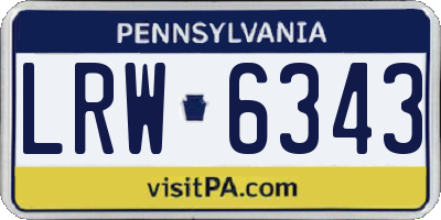 PA license plate LRW6343
