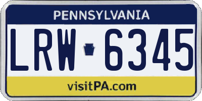 PA license plate LRW6345