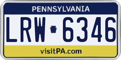 PA license plate LRW6346