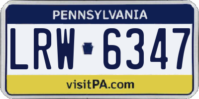 PA license plate LRW6347