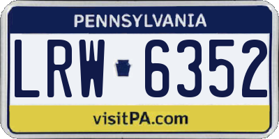 PA license plate LRW6352