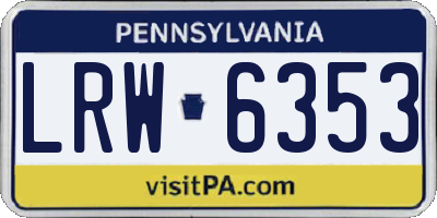 PA license plate LRW6353