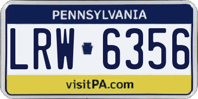PA license plate LRW6356