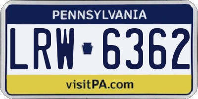 PA license plate LRW6362