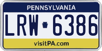 PA license plate LRW6386