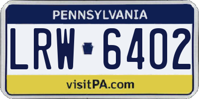 PA license plate LRW6402
