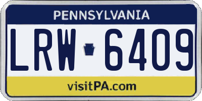 PA license plate LRW6409