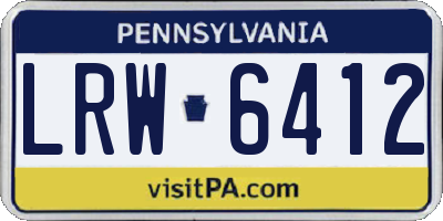 PA license plate LRW6412