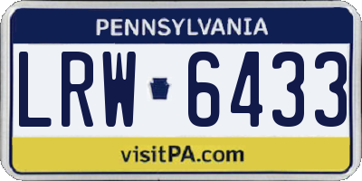 PA license plate LRW6433