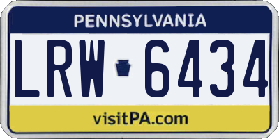 PA license plate LRW6434