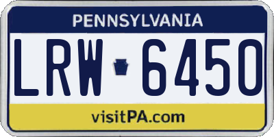 PA license plate LRW6450