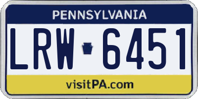 PA license plate LRW6451