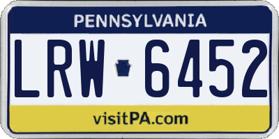PA license plate LRW6452