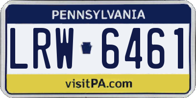 PA license plate LRW6461