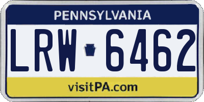 PA license plate LRW6462