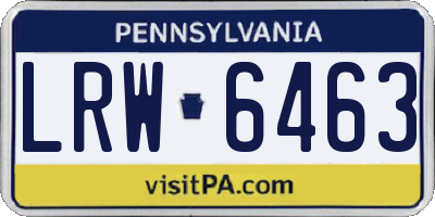 PA license plate LRW6463