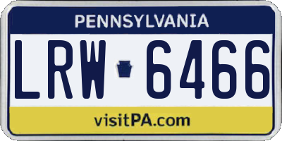 PA license plate LRW6466