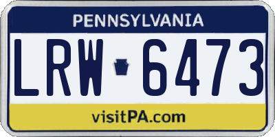 PA license plate LRW6473