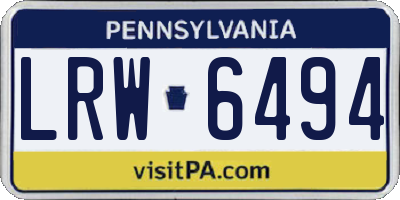 PA license plate LRW6494