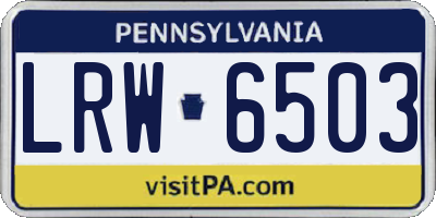 PA license plate LRW6503