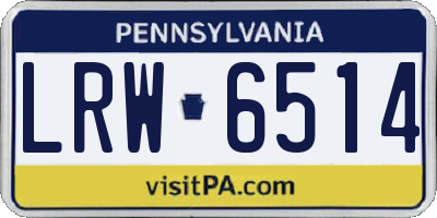 PA license plate LRW6514