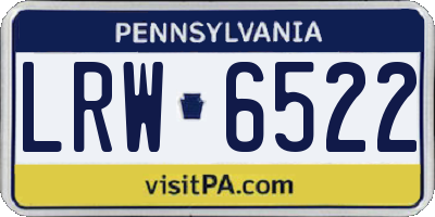 PA license plate LRW6522