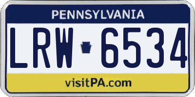 PA license plate LRW6534