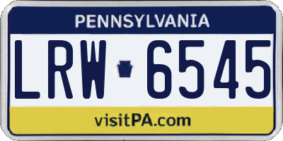 PA license plate LRW6545