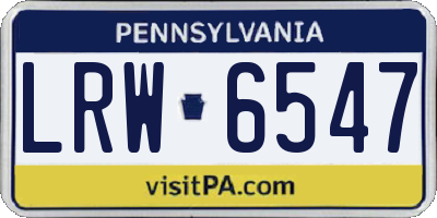 PA license plate LRW6547