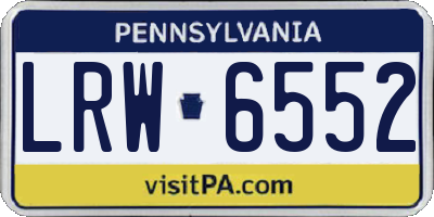 PA license plate LRW6552