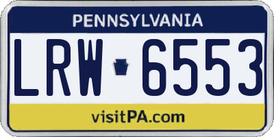 PA license plate LRW6553