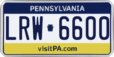PA license plate LRW6600