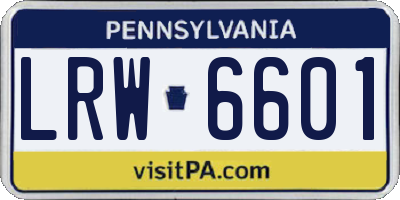 PA license plate LRW6601