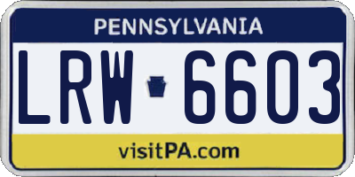 PA license plate LRW6603