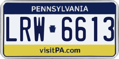 PA license plate LRW6613