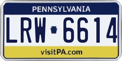 PA license plate LRW6614