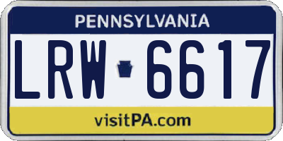 PA license plate LRW6617
