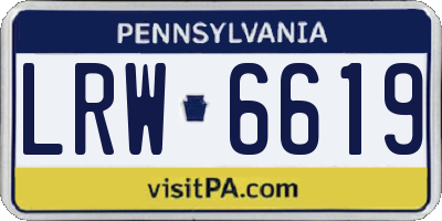 PA license plate LRW6619